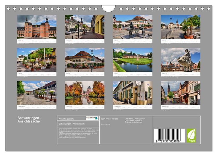 Produktbild: Schwetzingen - Ansichtssache (Wandkalender 2026 DIN A4 quer), CALVENDO Monatskalender
