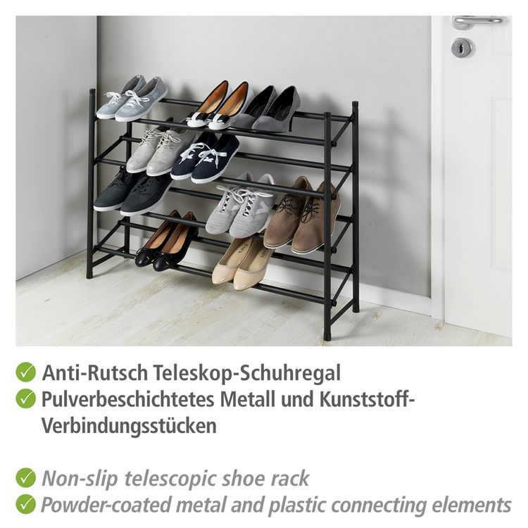 Produktbild: Anti-Rutsch-Schuhregal Mod. Hero ausziehbar, aus pulverbeschichtetem Metall