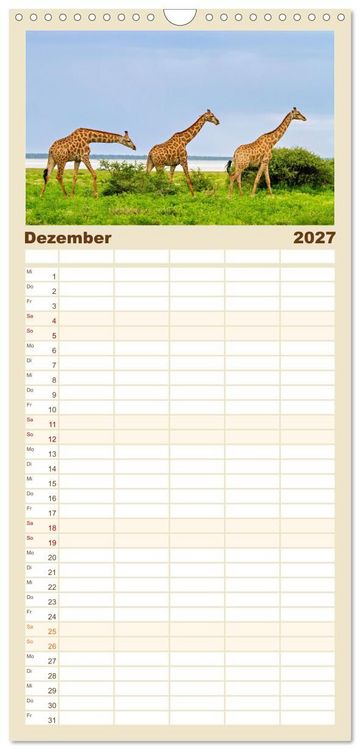 Produktbild: Familienplaner 2027 - Namibias faszinierende Tierwelt mit 5 Spalten (Wandkalender, 21 x 45 cm) CALVENDO