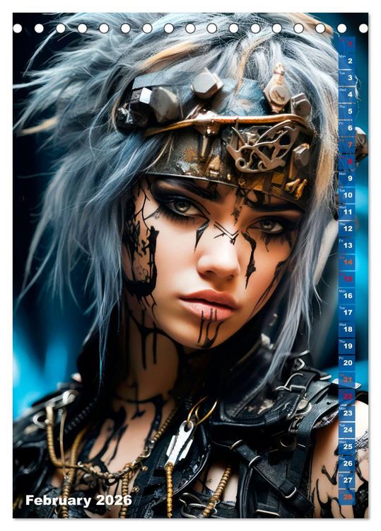 Produktbild: ROCK LADIES Cyber, goth, punk and more (Desk Calendar 2026 DIN A5 portrait), CALVENDO 12 Month DeskCalendar