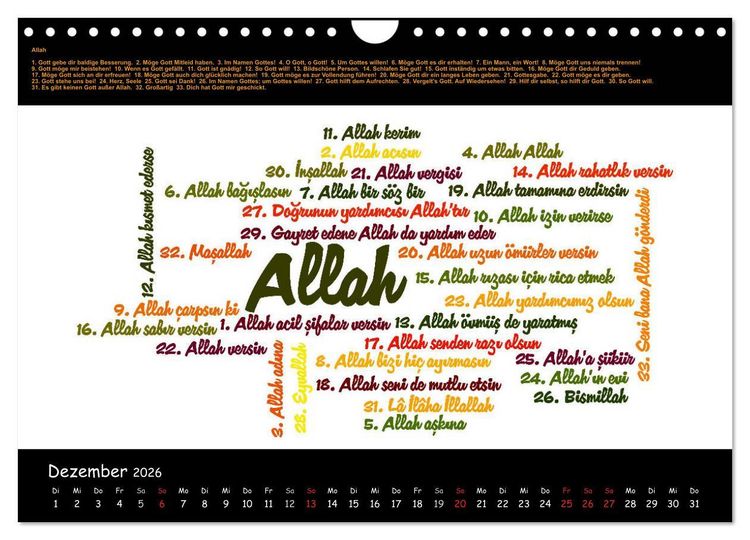 Produktbild: Sprachkalender T&uuml;rkisch-Deutsch (Wandkalender 2026 DIN A4 quer), CALVENDO Monatskalender
