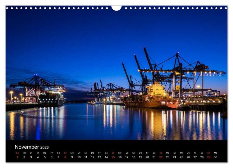 Produktbild: Der Hafen Hamburg bei Tag und Nacht (Wandkalender 2026 DIN A3 quer), CALVENDO Monatskalender