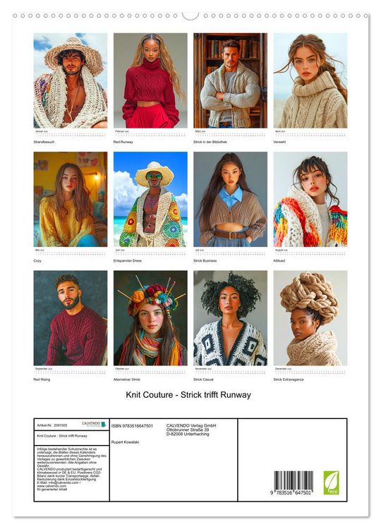 Produktbild: Knit Couture - Strick trifft Runway (hochwertiger Premium Wandkalender 2026 DIN A2 hoch), Kunstdruck in Hochglanz