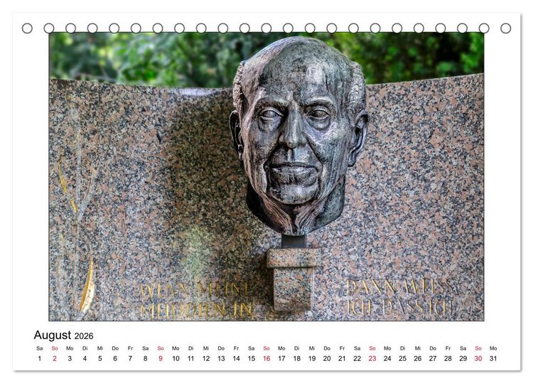 Produktbild: Komponisten-Denkm&auml;ler in Wien (Tischkalender 2026 DIN A5 quer), CALVENDO Monatskalender