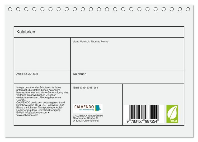 Produktbild: Kalabrien (Tischkalender 2026 DIN A5 quer), CALVENDO Monatskalender