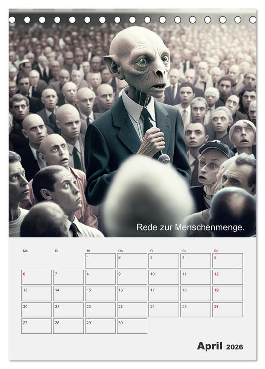 Produktbild: Aliens sind gelandet. Wie k&ouml;nnte diese Zukunftsvision f&uuml;r uns Menschen aussehen? (Tischkalender 2026 DIN A5 hoch), CALVENDO Monatskalender