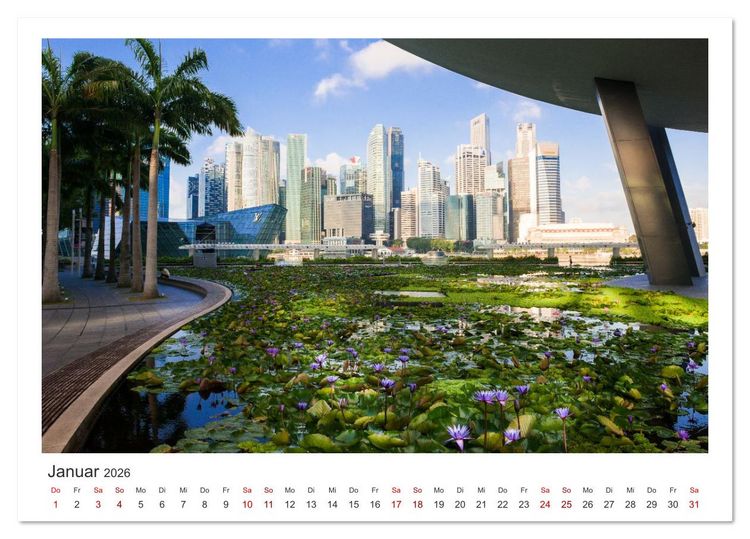 Produktbild: Singapur: Zwischen Wolkenkratzern und Superb&auml;umen (Tischkalender 2026 DIN A5 quer), CALVENDO Monatskalender