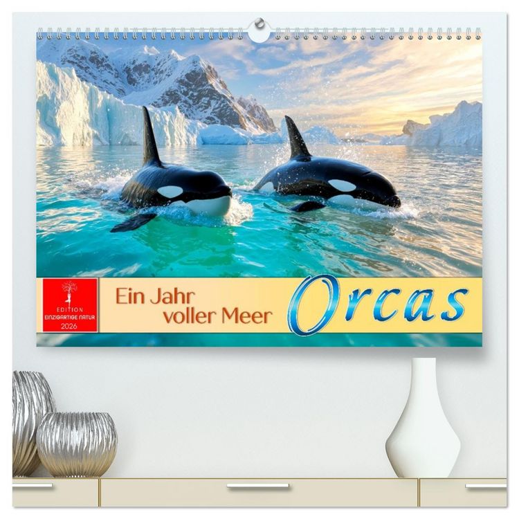 Produktbild: Orcas - ein Jahr voller Meer (hochwertiger Premium Wandkalender 2026 DIN A2 quer), Kunstdruck in Hochglanz