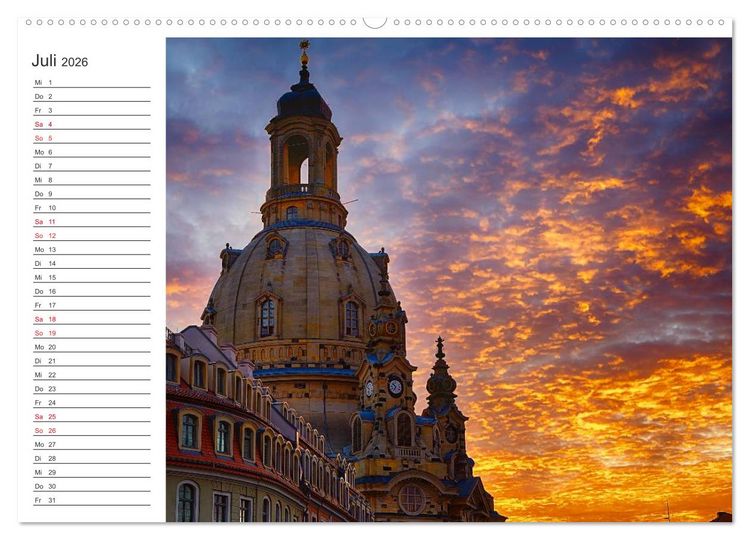 Produktbild: Dresden - Die Frauenkirche (hochwertiger Premium Wandkalender 2026 DIN A2 quer), Kunstdruck in Hochglanz