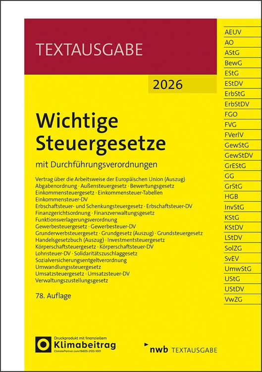 Produktbild: Wichtige Steuergesetze