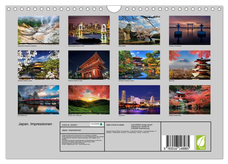 Produktbild: Japan. Impressionen (Wandkalender 2026 DIN A4 quer), CALVENDO Monatskalender