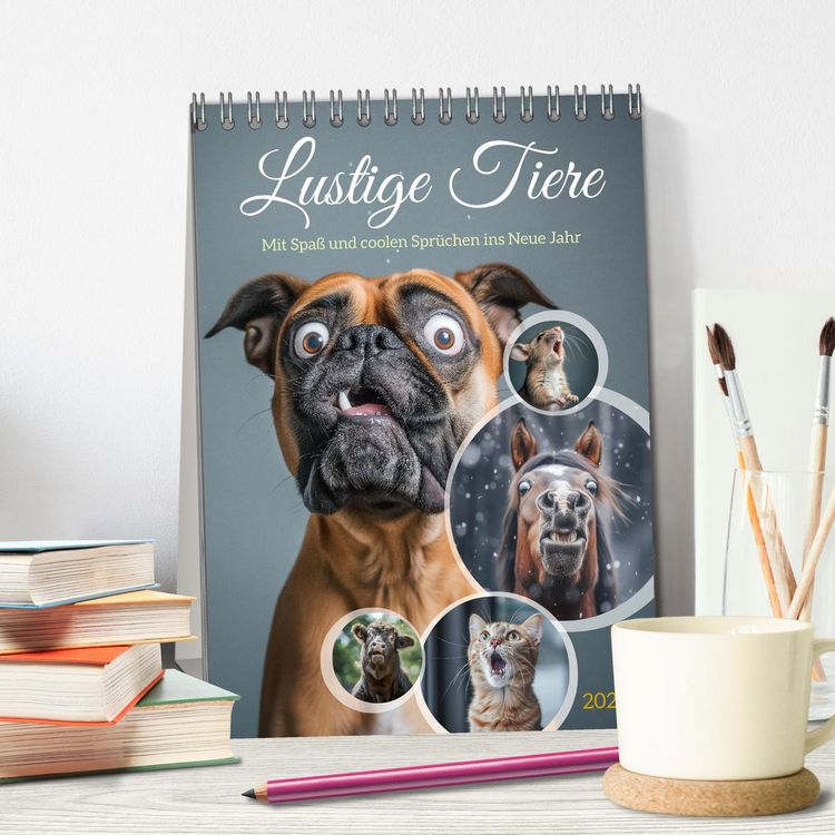 Produktbild: Lustige Tiere (Tischkalender 2026 DIN A5 hoch), CALVENDO Monatskalender