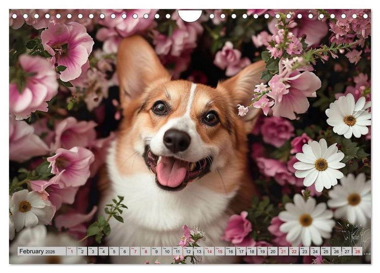 Produktbild: Corgis in Bloom (Wall Calendar 2026 DIN A4 landscape), CALVENDO 12 Month Wall Calendar