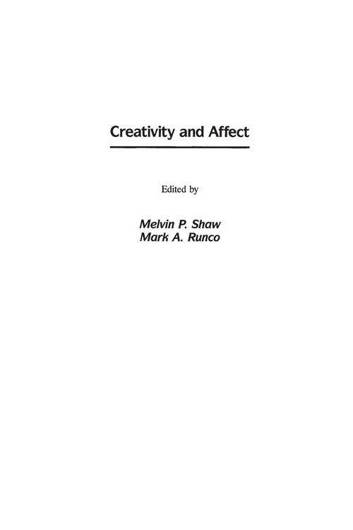 Produktbild: Creativity and Affect