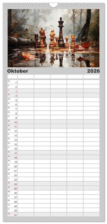 Produktbild: Familienplaner 2026 - Schach Matt mit 5 Spalten (Wandkalender, 21 x 45 cm) CALVENDO