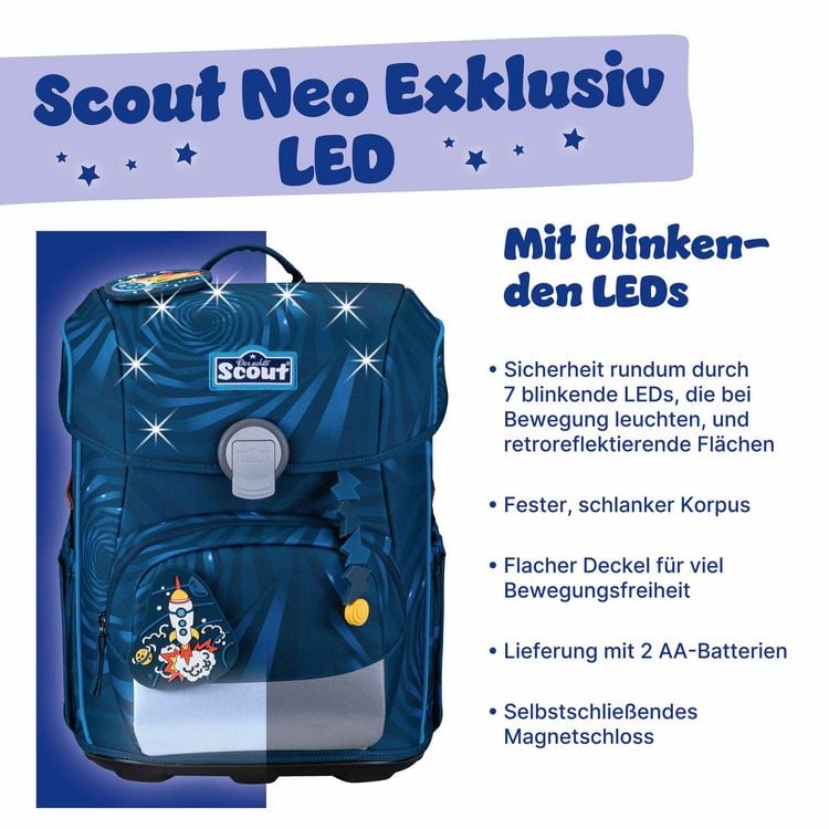 Produktbild: Scout Schulranzen Set Neo LED, Schulranzen Set, 4tlg, Rocket Rider