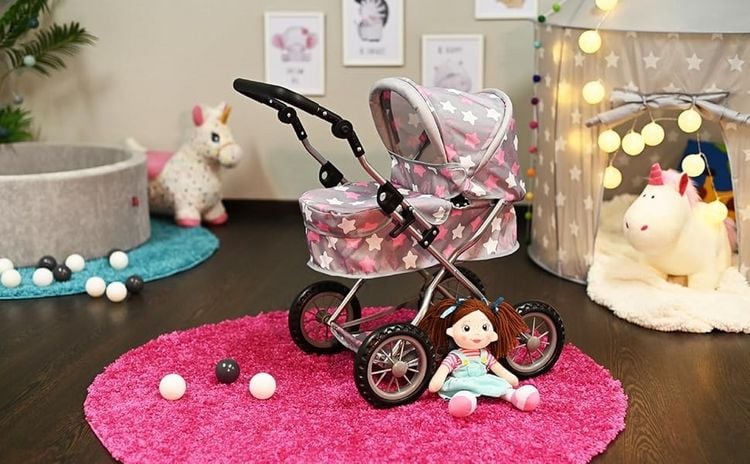 Produktbild: Knorrtoys 63444 - Puppenwagen First Grey Pink, klappbar, Schieber h&ouml;henverstellbar