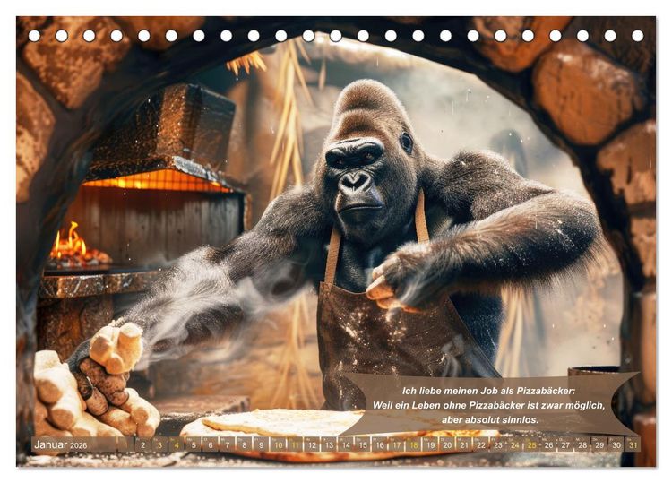 Produktbild: Tierisch lustige Pizzab&auml;cker (Tischkalender 2026 DIN A5 quer), CALVENDO Monatskalender