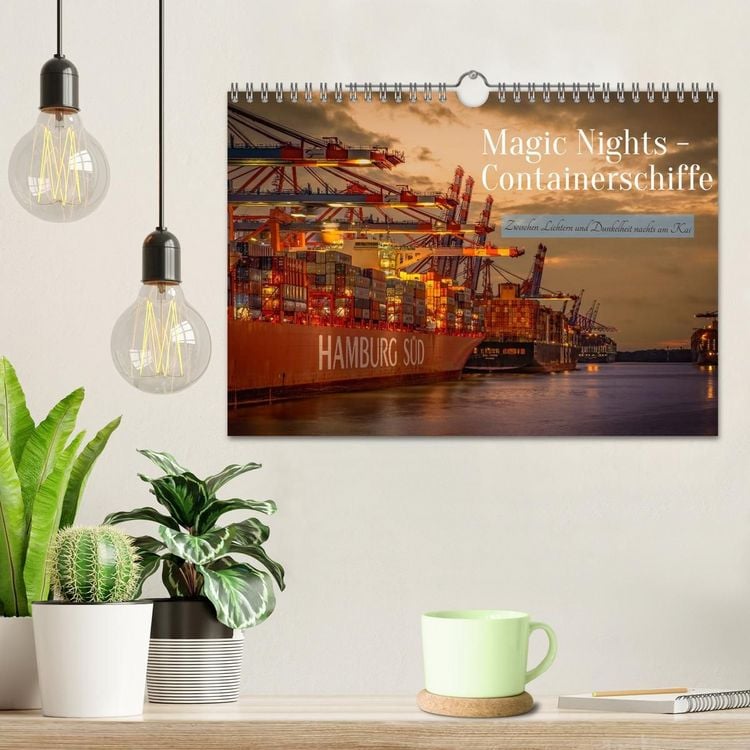 Produktbild: Magic Nights Containerschiffe (Wandkalender 2027 DIN A4 quer), CALVENDO Monatskalender