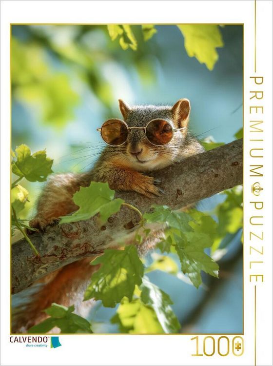 Produktbild: CALVENDO Puzzle Eichh&ouml;rnchen mit Sonnenbrille im Baum | 1000 Teile Lege-Gr&ouml;&szlig;e 64x48cm Foto-Puzzle f&uuml;r gl&uuml;ckliche Stunden