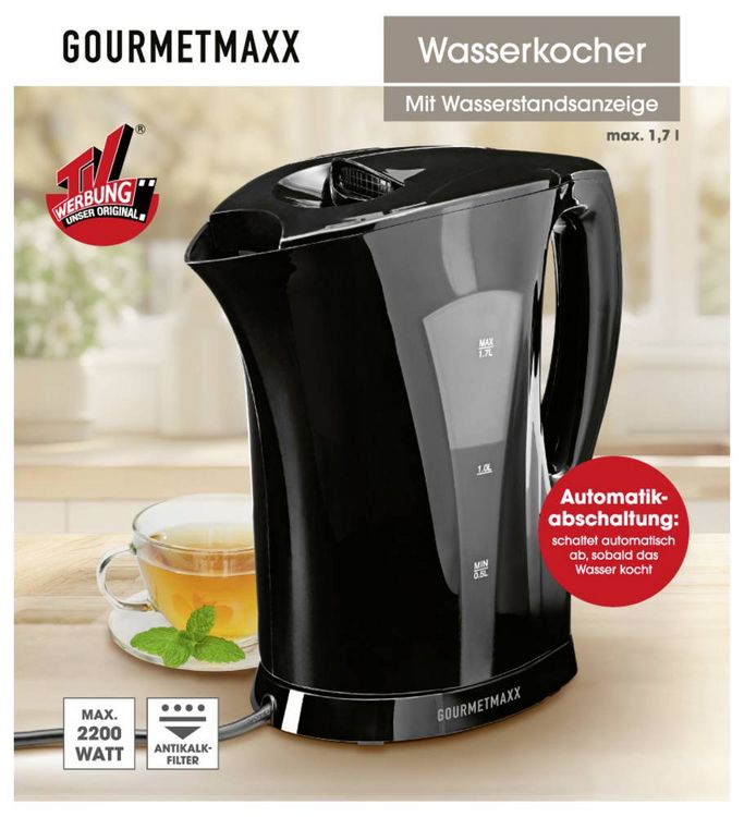 Produktbild: GourmetMaxx Wasserkocher Fassungsverm&ouml;gen: 1.7l