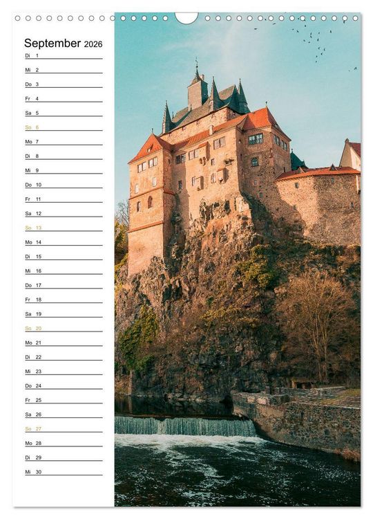 Produktbild: Sachsens Burgen und Schl&ouml;sser - Beschreibbarer Kalender mit Ortsangaben (Wandkalender 2026 DIN A3 hoch), CALVENDO Monatskalender