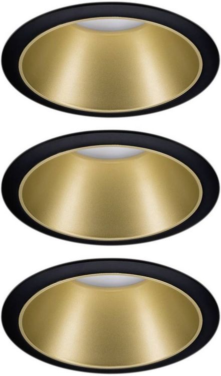 Produktbild: Paulmann Cole Coin 93404 Einbauleuchte 3er Set 2021 Energieeffizienzklasse: n.rel 6 W Warmwei&szlig; Schwarz, Gold