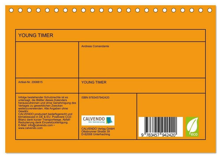Produktbild: YOUNG TIMER (Tischkalender 2026 DIN A5 quer), CALVENDO Monatskalender