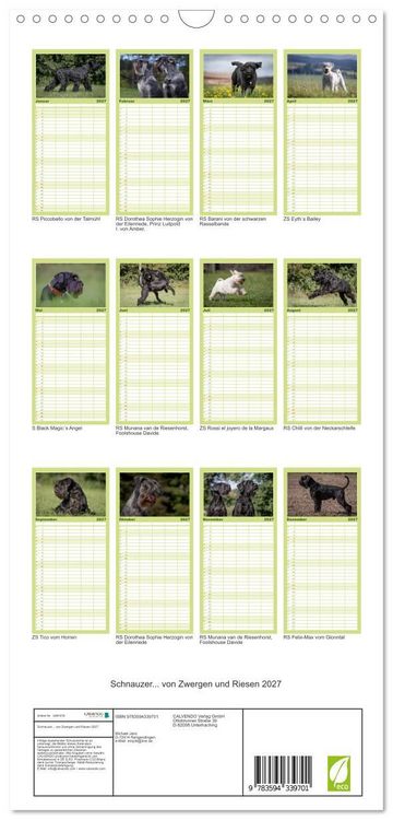 Produktbild: Familienplaner 2027 - Schnauzer... von Zwergen und Riesen 2027 mit 5 Spalten (Wandkalender, 21 x 45 cm) CALVENDO