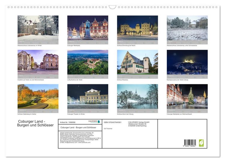 Produktbild: Coburger Land - Burgen und Schl&ouml;sser (Wandkalender 2026 DIN A2 quer), CALVENDO Monatskalender