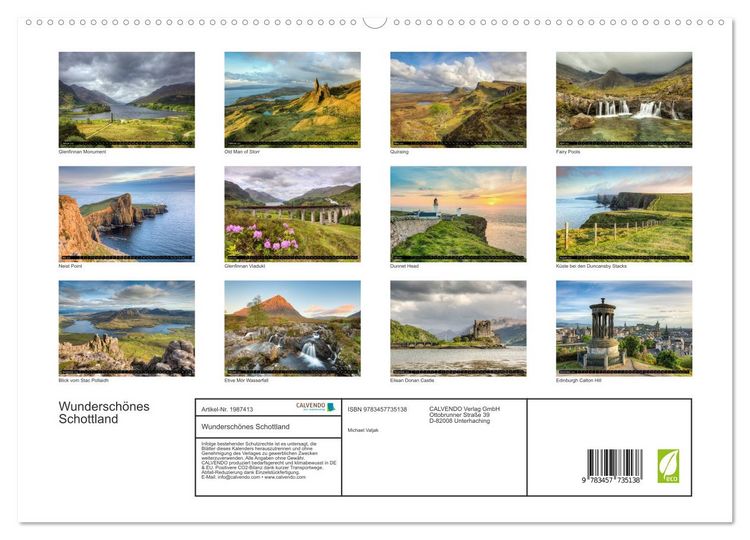 Produktbild: Wundersch&ouml;nes Schottland (hochwertiger Premium Wandkalender 2026 DIN A2 quer), Kunstdruck in Hochglanz