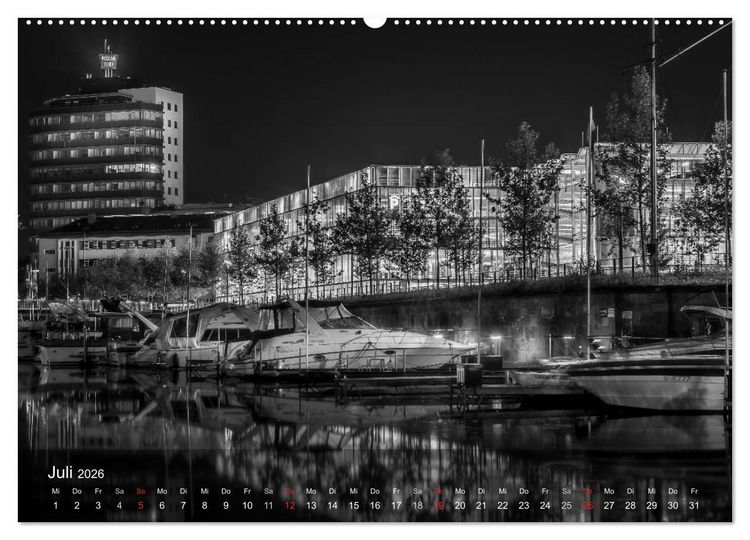 Produktbild: Heilbronn bei Nacht (hochwertiger Premium Wandkalender 2026 DIN A2 quer), Kunstdruck in Hochglanz