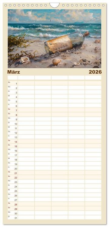 Produktbild: Familienplaner 2026 - Strandgut mit 5 Spalten (Wandkalender, 21 x 45 cm) CALVENDO