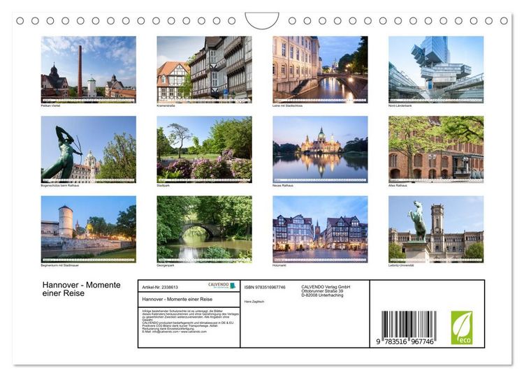 Produktbild: Hannover - Momente einer Reise (Wandkalender 2027 DIN A4 quer), CALVENDO Monatskalender