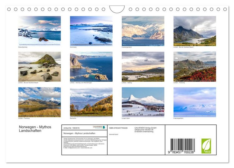 Produktbild: Norwegen - Mythos Landschaften (Wandkalender 2026 DIN A4 quer), CALVENDO Monatskalender
