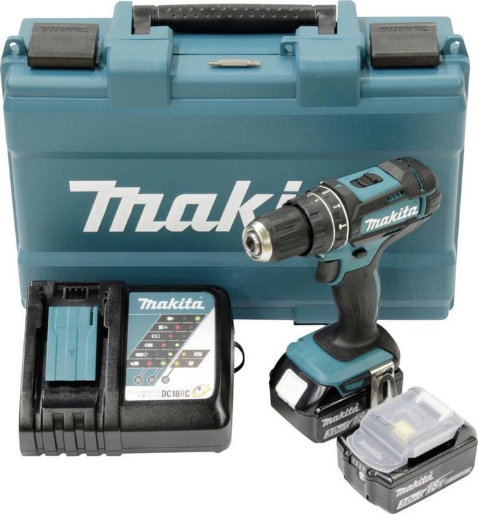 Produktbild: Makita DHP482RFE Akku-Schlagbohrschrauber 18V 3.0Ah Li-Ion inkl. 2. Akku, inkl. Ladeger&auml;t