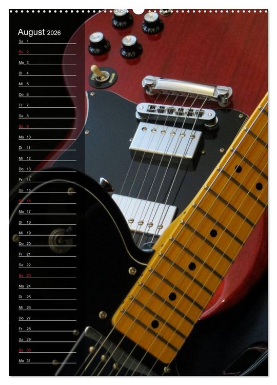 Produktbild: ROCKGITARREN in Szene gesetzt / Geburtstagskalender (hochwertiger Premium Wandkalender 2026 DIN A2 hoch), Kunstdruck in Hochglanz