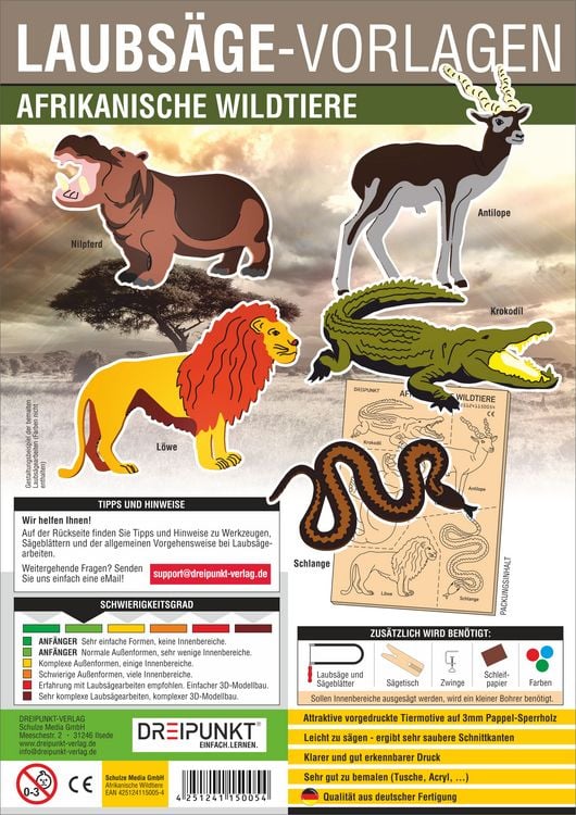 Produktbild: Laubs&auml;gevorlage Afrikanische Wildtiere