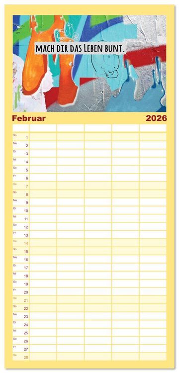 Produktbild: Familienplaner 2026 - Enjoy your life - Genie&szlig;e das Leben mit 5 Spalten (Wandkalender, 21 x 45 cm) CALVENDO