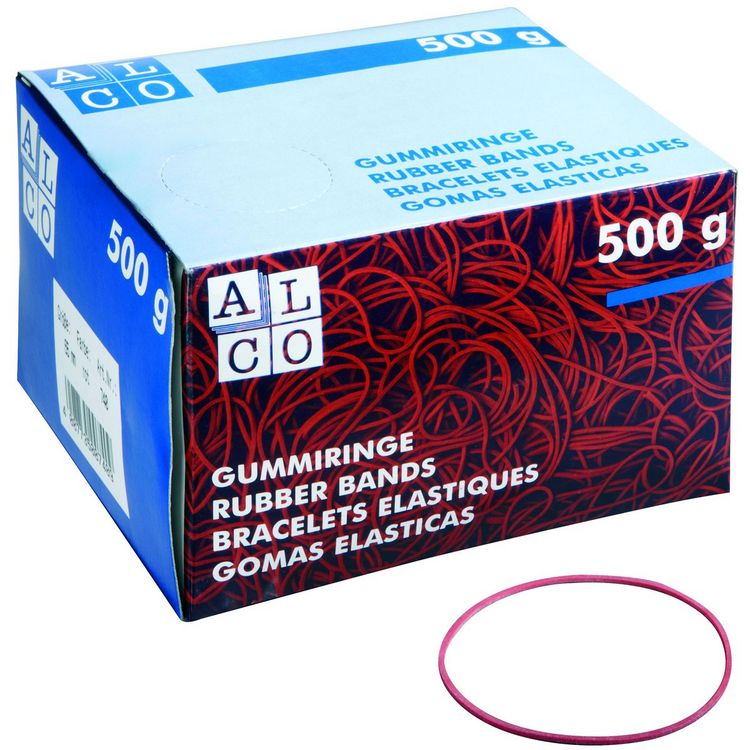 Produktbild: ALCO Gummiringe rot 100x5mm 500g Schachtel