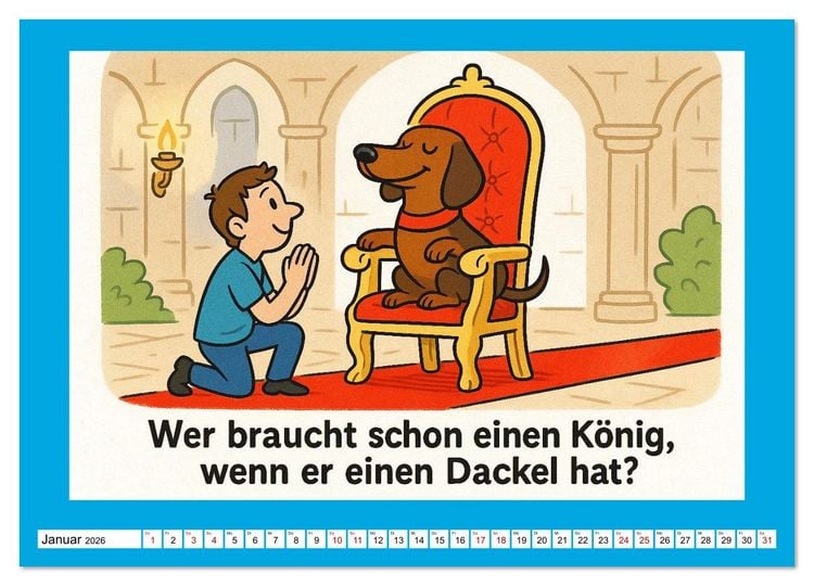 Produktbild: Fehlerfrei. Dackel eben. (Wandkalender 2026 DIN A2 quer), CALVENDO Monatskalender