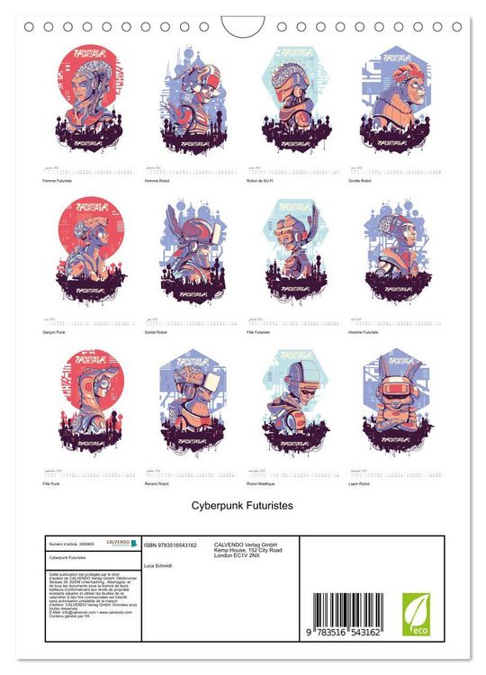 Produktbild: Cyberpunk Futuristes (Calendrier mural 2026 DIN A4 horizontal), CALVENDO calendrier mensuel