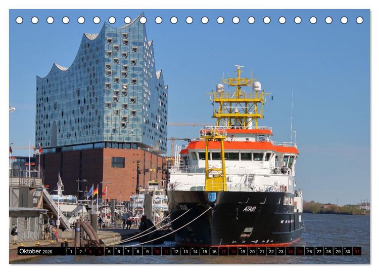 Produktbild: Shipspotting Hamburg (Tischkalender 2026 DIN A5 quer), CALVENDO Monatskalender