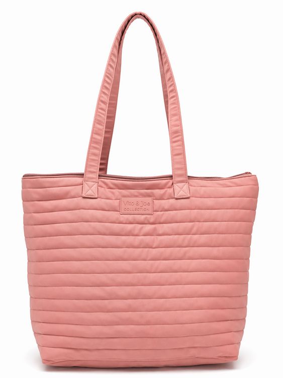 Produktbild: Shopper gesteppt mit gummiertem Logo Aufn&auml;her (rose)