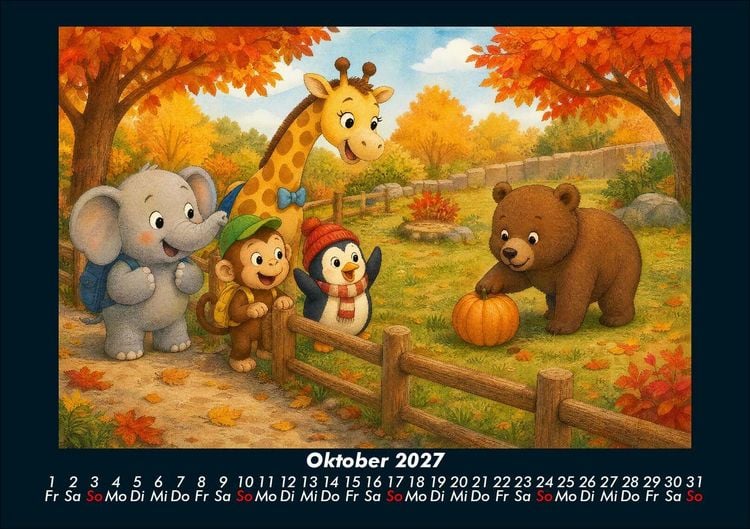 Produktbild: Ein Jahr im Zoo mit Raffi und Freunden 2027 Fotokalender DIN A5