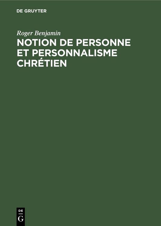 Produktbild: Notion de personne et personnalisme chr&eacute;tien