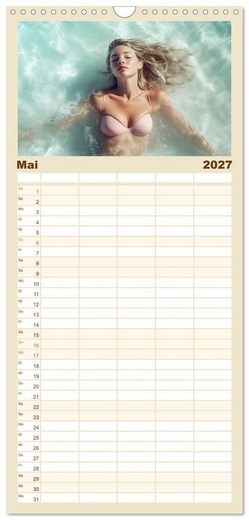 Produktbild: Familienplaner 2027 - Entspannen am Strand mit 5 Spalten (Wandkalender, 21 x 45 cm) CALVENDO