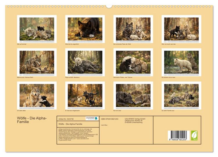 Produktbild: W&ouml;lfe - Die Alpha-Familie (hochwertiger Premium Wandkalender 2027 DIN A2 quer), Kunstdruck in Hochglanz