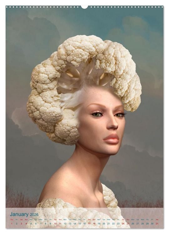 Produktbild: Food Fashion - surreal women's portraits with fruit and vegetable (Wall Calendar 2026 DIN A2 portrait), CALVENDO 12 Month Wall Calendar