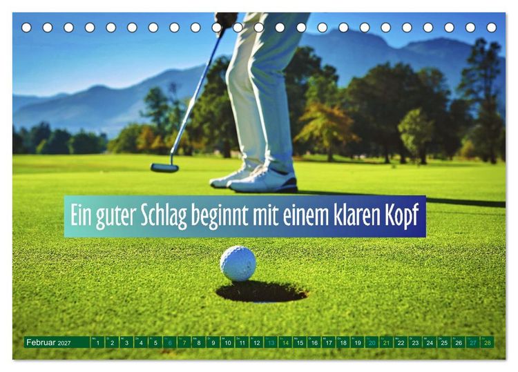 Produktbild: Golf - zwischen Gr&uuml;n und Gedanken (Tischkalender 2027 DIN A5 quer), CALVENDO Monatskalender